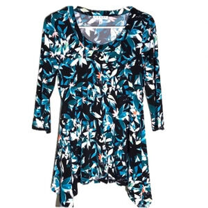 CHAUS NEW YORK EUC WOMENS BLUE WHITE TOP SHIRT BLOUSE SUMMER CASUAL TOPS SIZE S